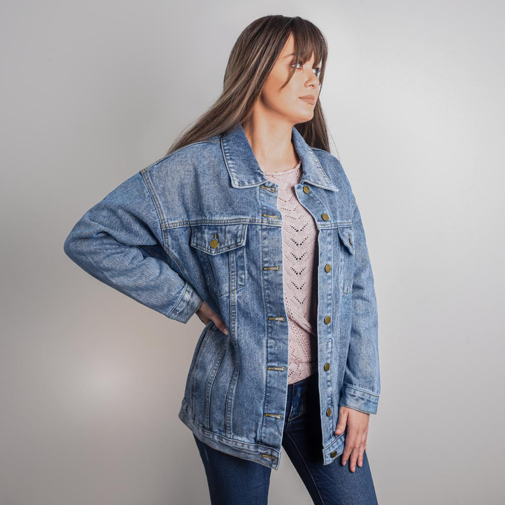 Teach Peace Oversized Womens Denim Jacket