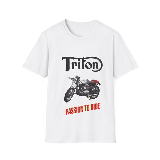 Triton  Classic Motorcycle T Shirt White Unisex Softstyle T-Shirt