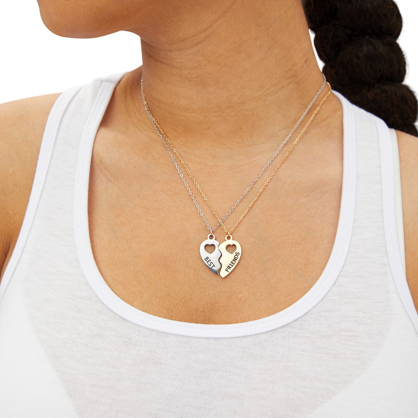 Best Friends Forever -  Half Heart Necklace Set