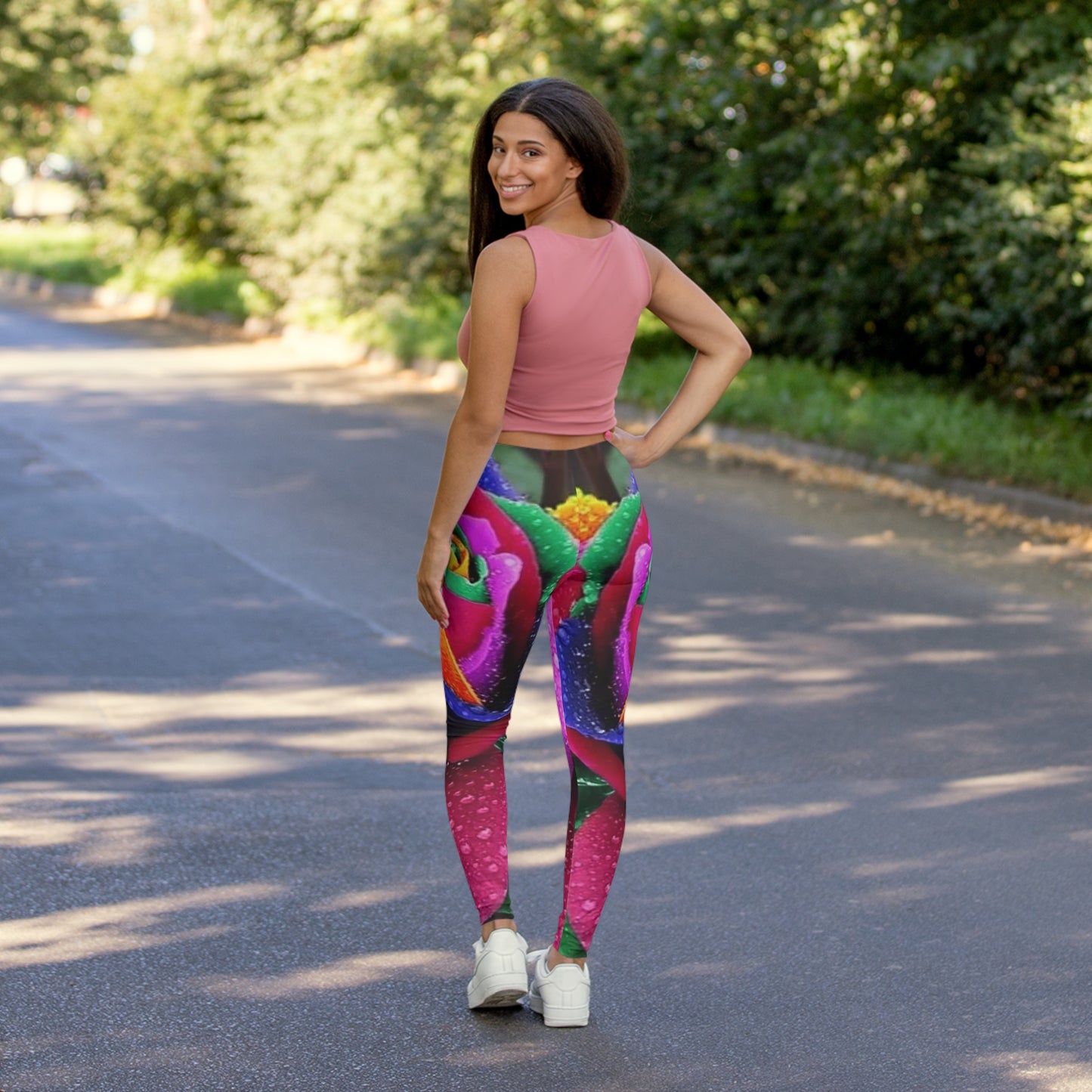 Womens leggings Rainbow Rose design