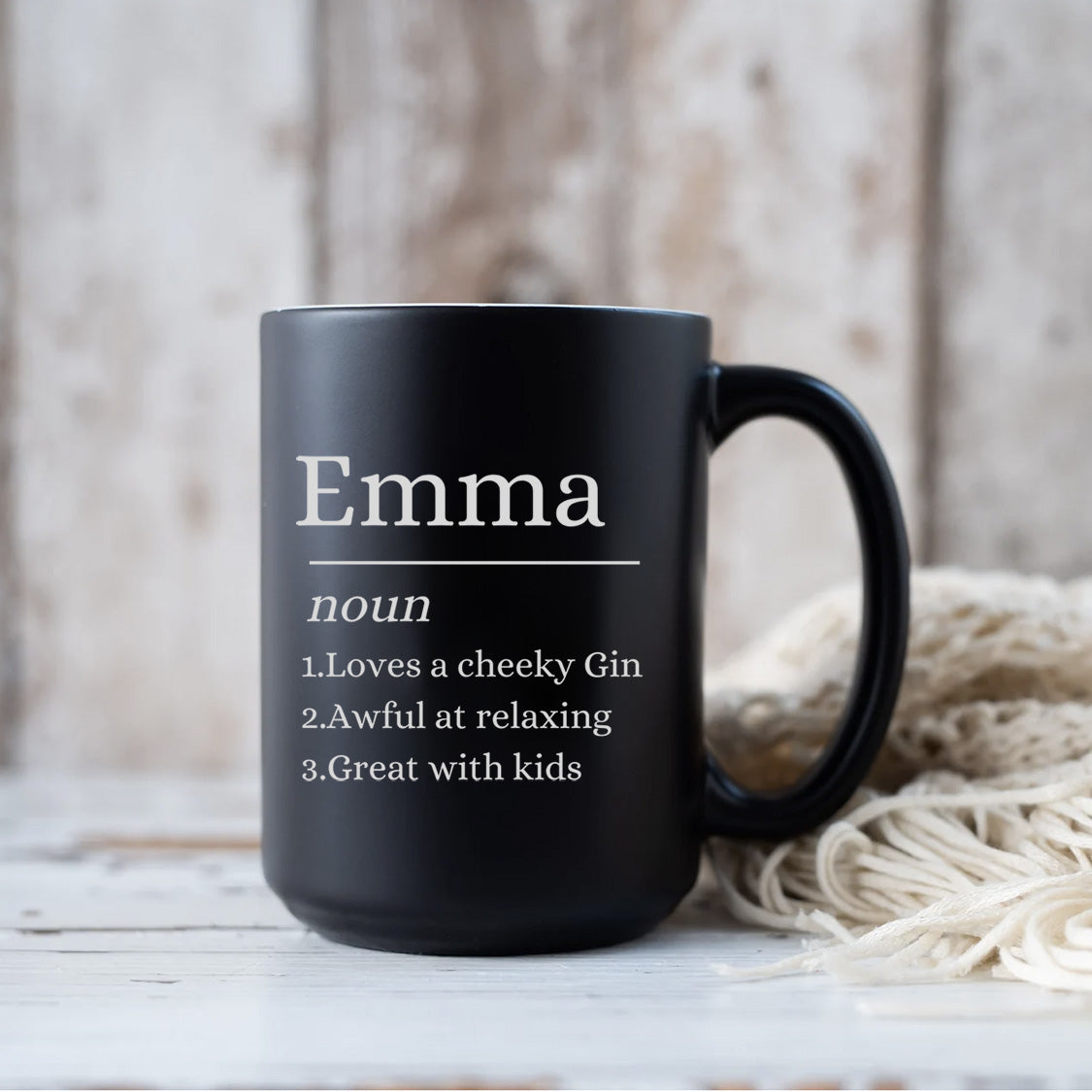 Emma - Named Mug,Emma Noun Mug Loves a cheeky Gin, Awful at Relaxing' Great with Kids