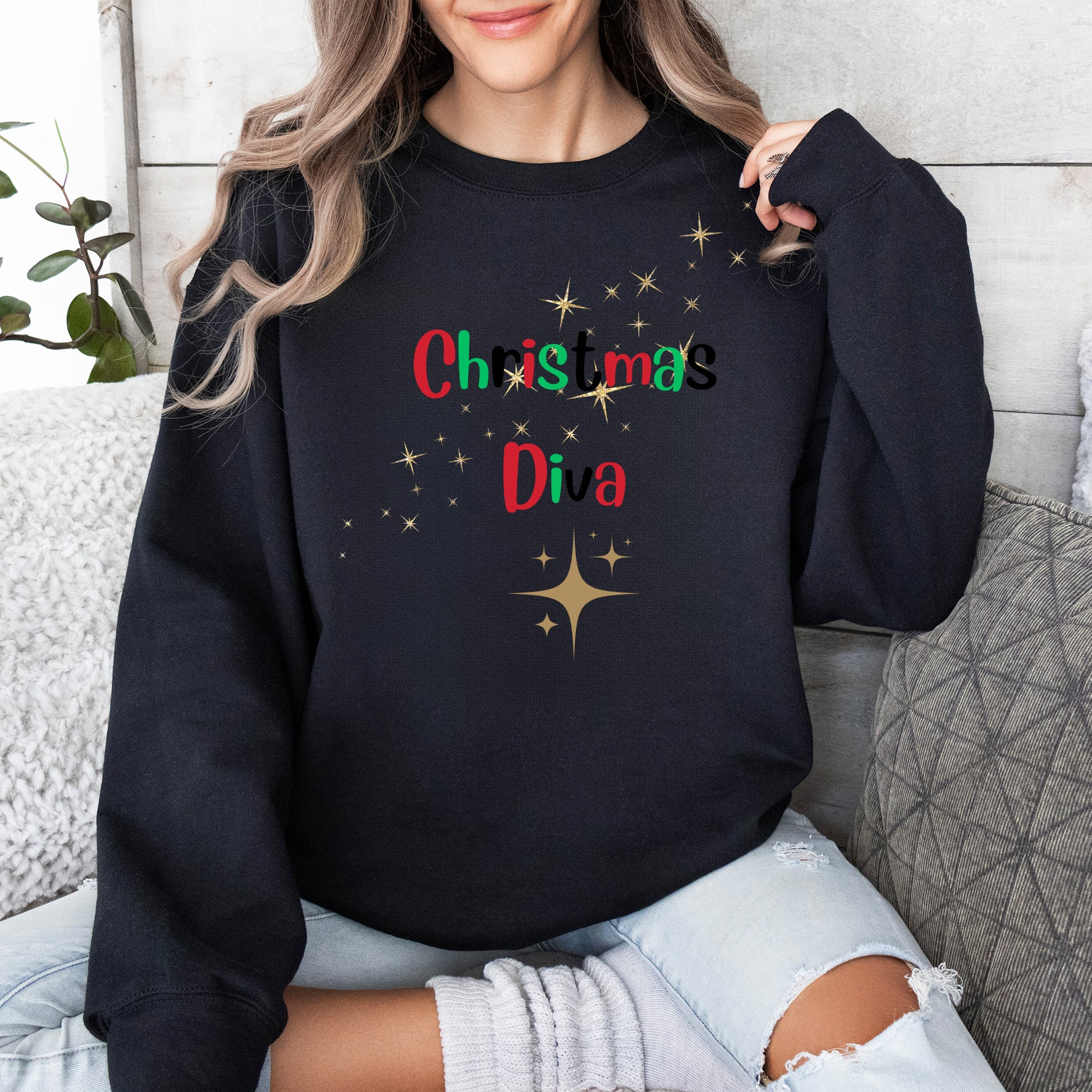 Christmas Diva Womens Sweatshirt Crew Neck