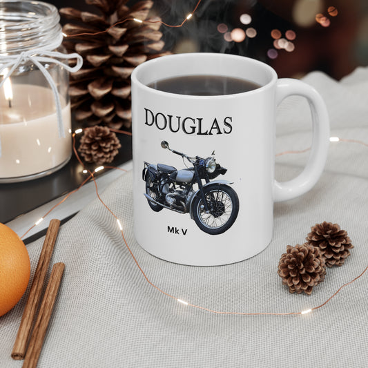 Douglas Mk V Mug, 11oz, White for Vintage Motorcycle Enthusiast