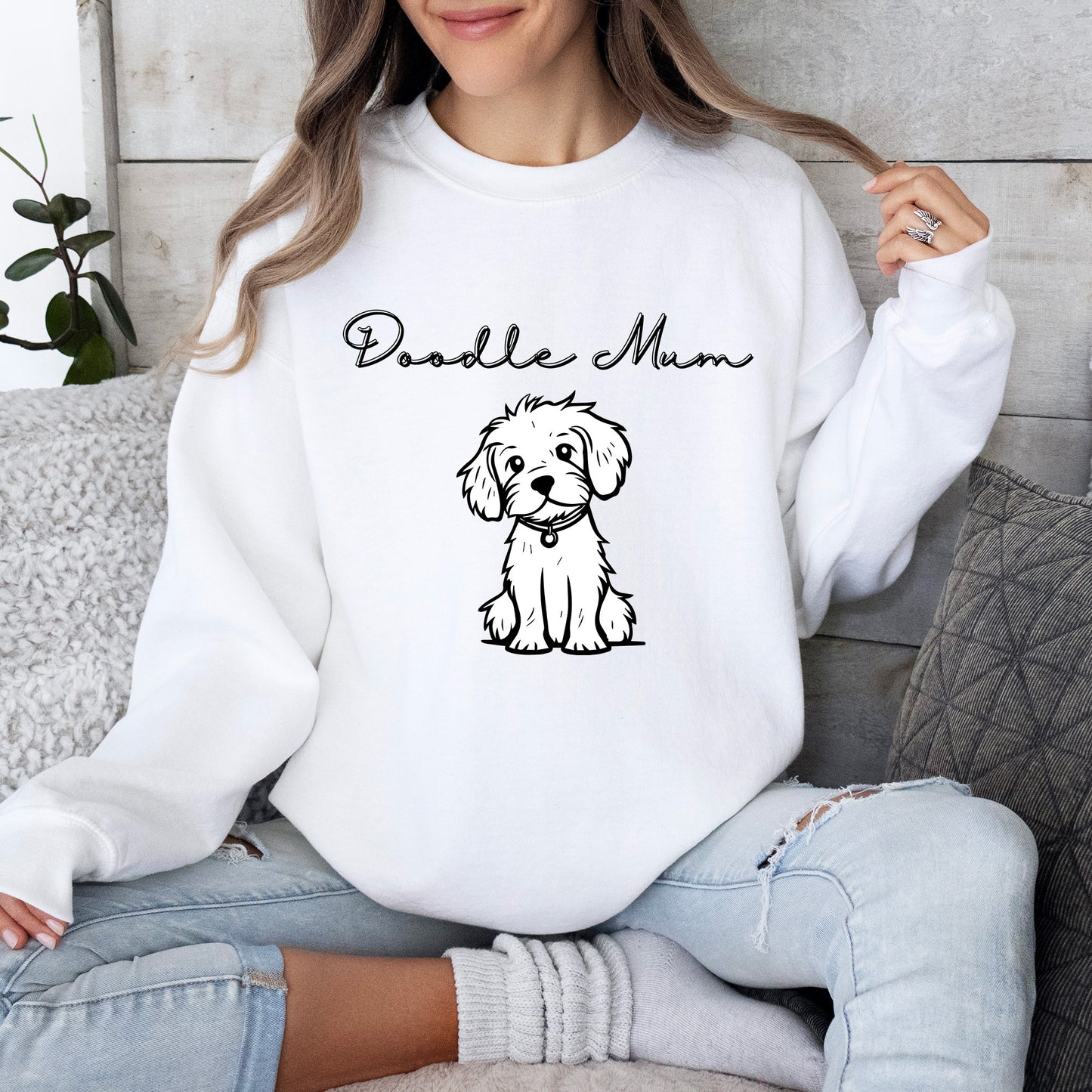 Doodle Mum  Crewneck Sweatshirt  White