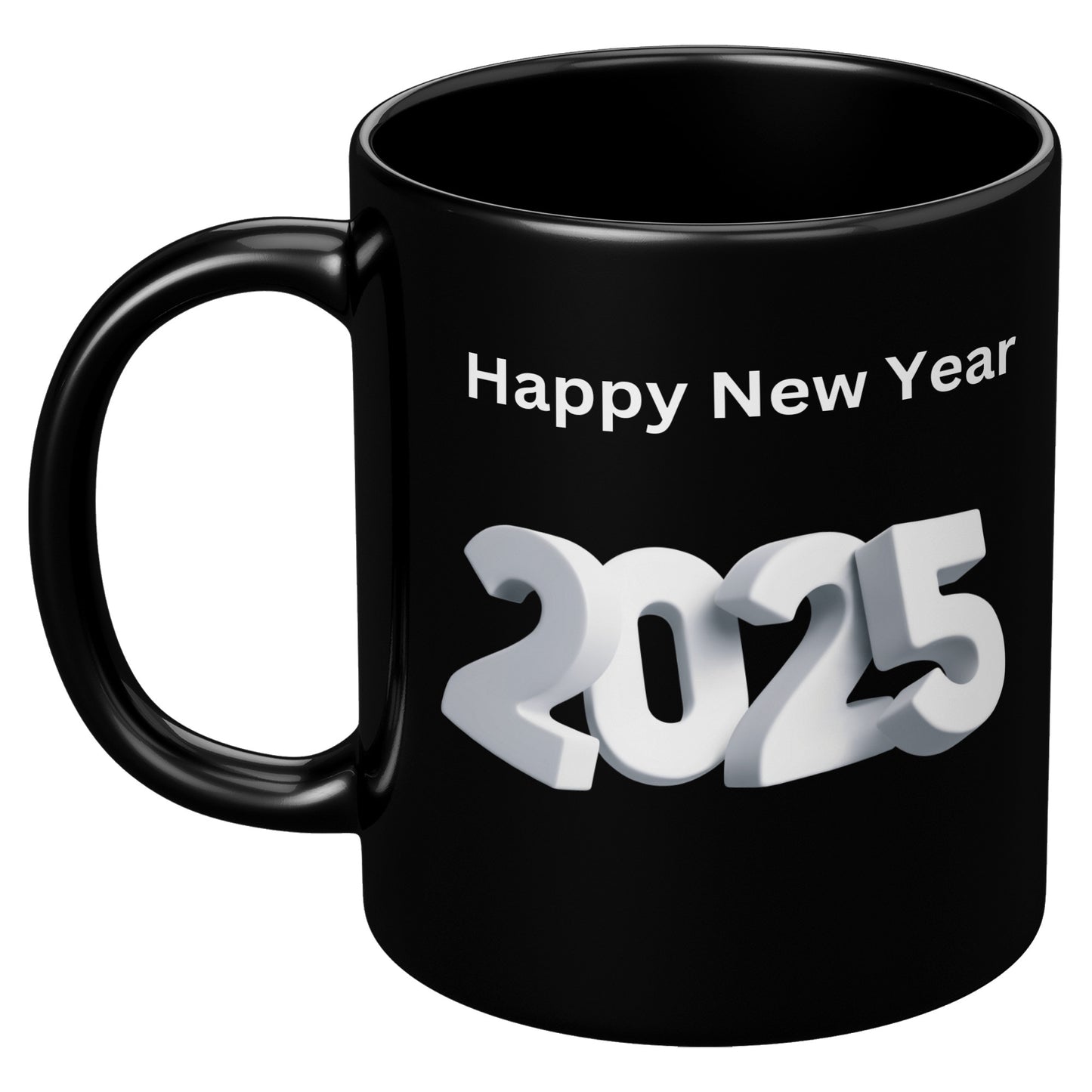 Mug, Happy New Year 2025, New Year Gift, Holiday Mug, Black Coffee Cup, Year 2025 Celebration, 11oz Mug