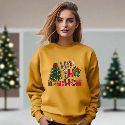 Ho Ho Ho Merry Christmas Sweatshirt, Holiday Crewneck Jumper, Xmas Pullover, Festive Winter Apparel, Cozy Christmas Gift
