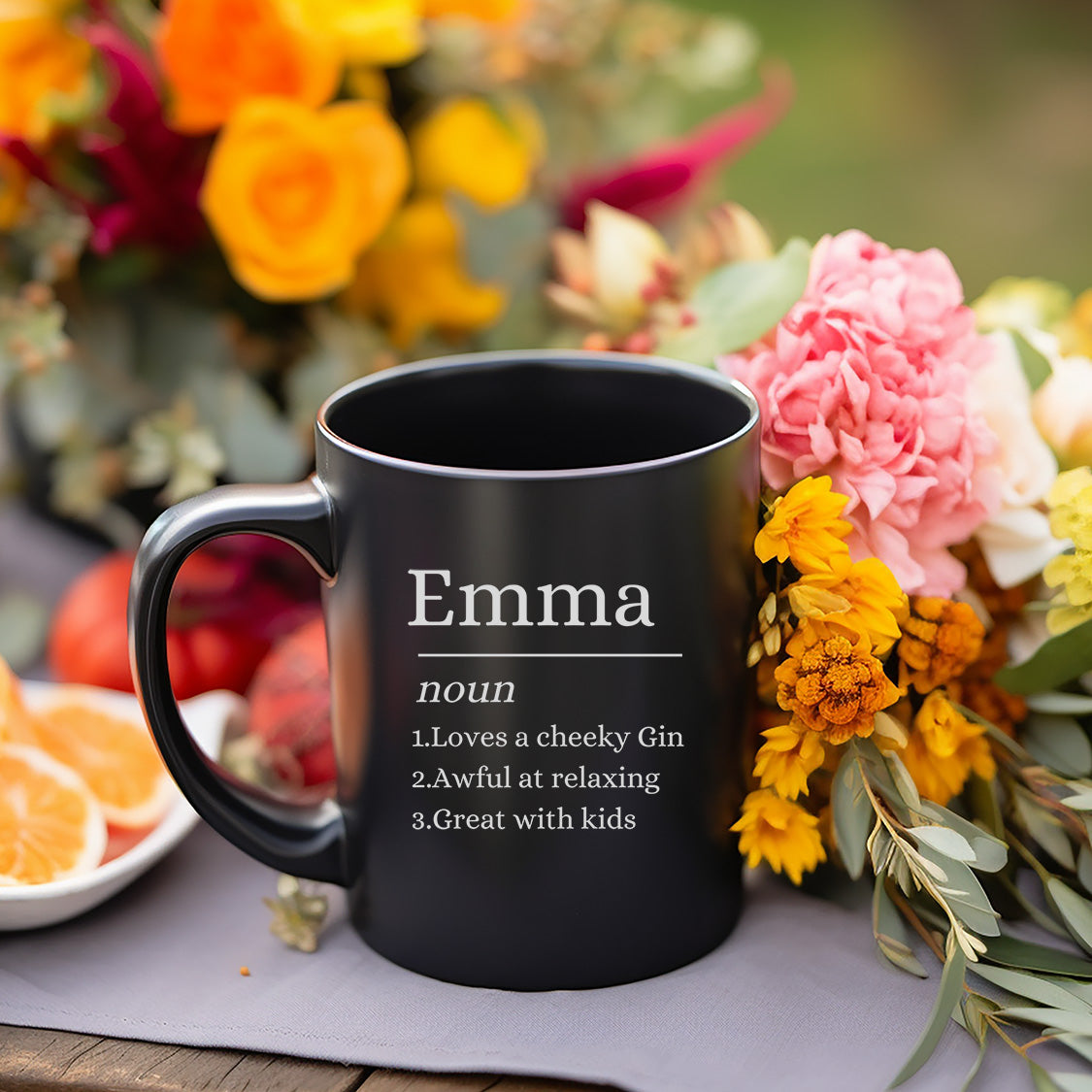 Emma - Named MugEmma Noun Mug Loves a cheeky Gin, Awful at Relaxing' Great with Kids