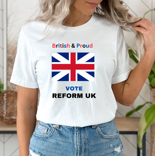 Reform UK Vote British and Proud Unisex Softstyle T-Shirt, UK Election 2024 , T-Shirt,Political Shirt, Election T shirts,Vote Gift, reform party