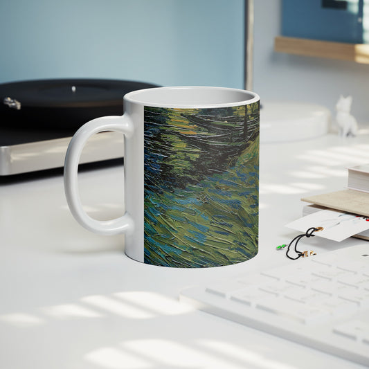 Starry Night Van Gogh Mug, Two-Tone Coffee Cup, Art Lover Gift, Unique Kitchen Decor, 11oz Ceramic Tea Mug, Astronomy