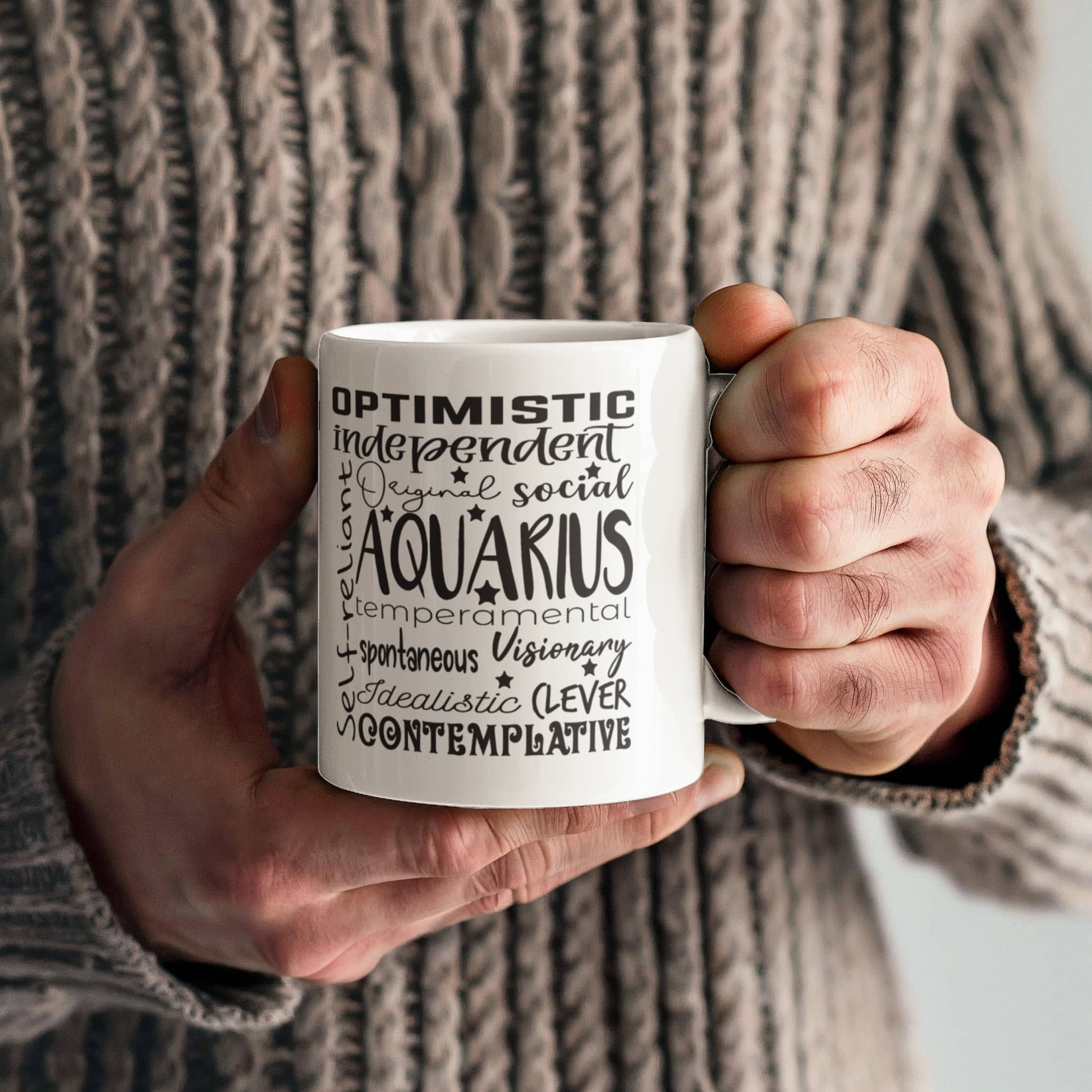 Aquarius Star Sign Zodiac Mug - 11oz, Astrology Coffee Cup, Horoscope Tea Mug, Constellation Birthday Gift, Celestial Drink ware