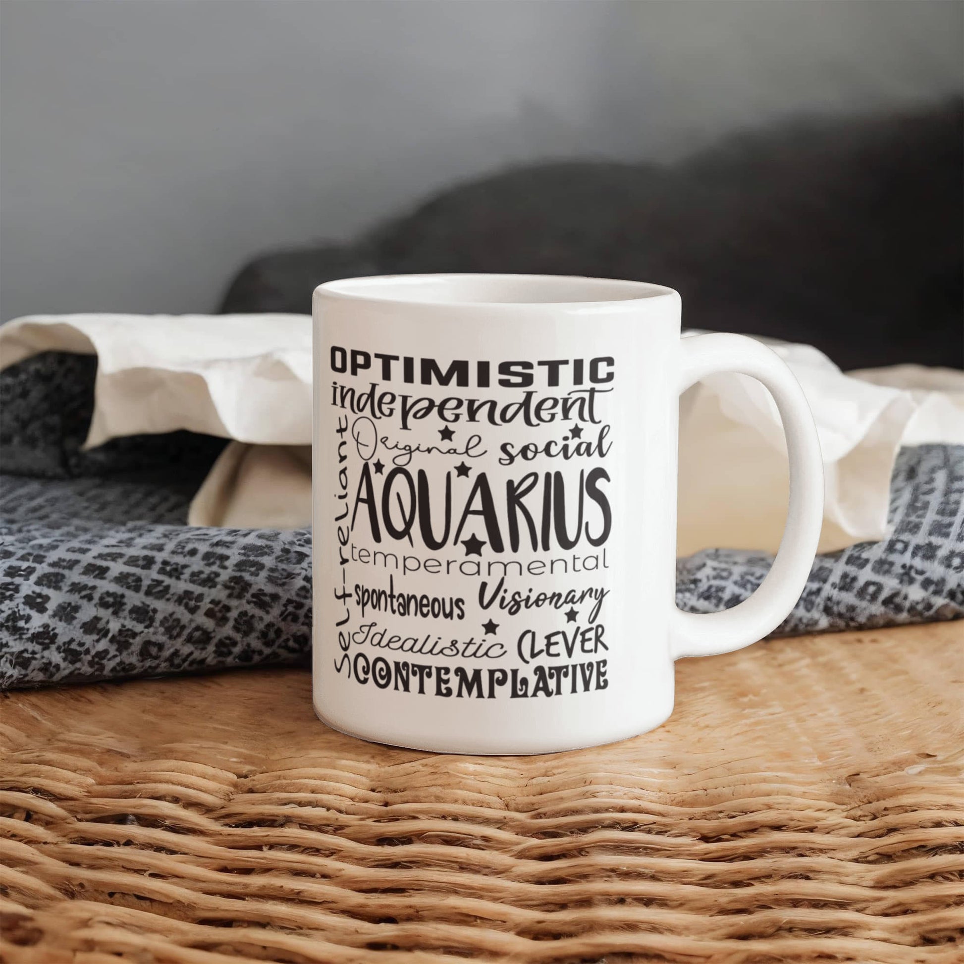 Aquarius Star Sign Zodiac Mug - 11oz, Astrology Coffee Cup, Horoscope Tea Mug, Constellation Birthday Gift, Celestial Drink ware