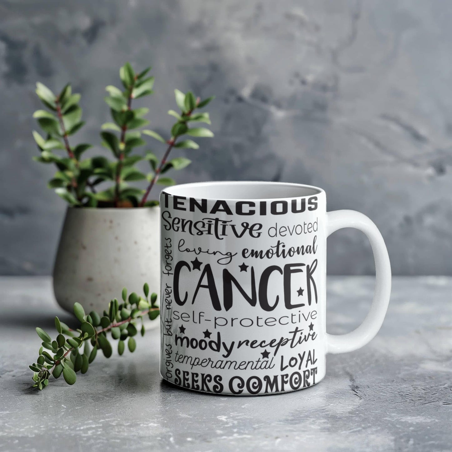 Cancer Zodiac Mug, Astrology Coffee Cup, Horoscope Tea Mug, Star Sign Drinkware, Birthday Gift Idea