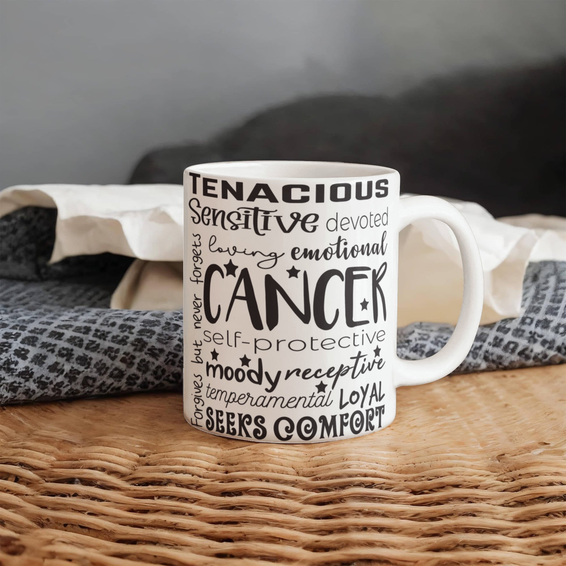 Cancer Zodiac Mug, Astrology Coffee Cup, Horoscope Tea Mug, Star Sign Drinkware, Birthday Gift Idea