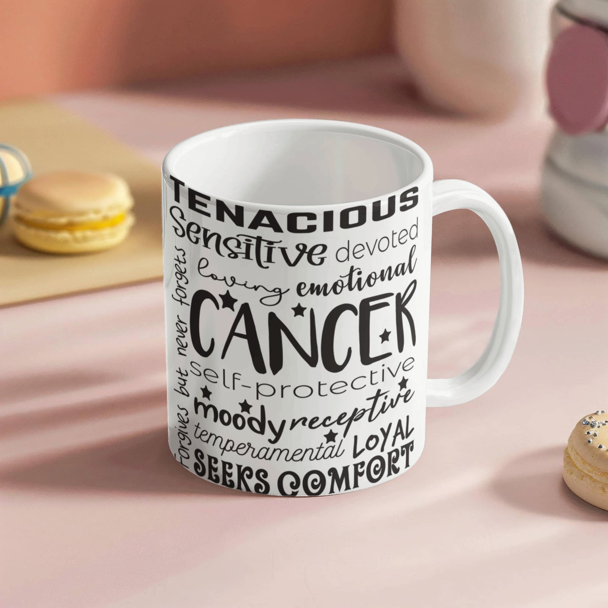 Cancer Zodiac Mug, Astrology Coffee Cup, Horoscope Tea Mug, Star Sign Drinkware, Birthday Gift Idea