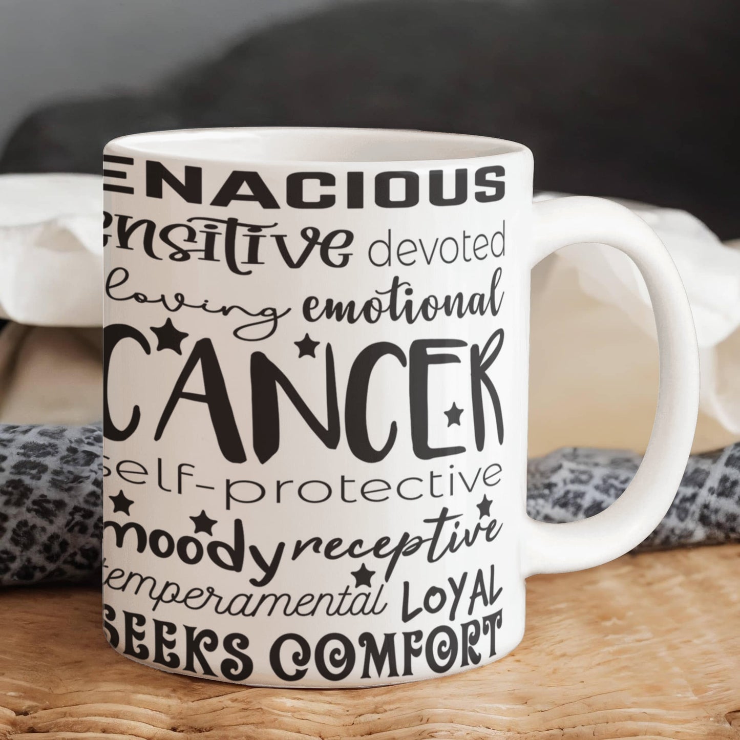 Cancer Zodiac Mug, Astrology Coffee Cup, Horoscope Tea Mug, Star Sign Drinkware, Birthday Gift Idea