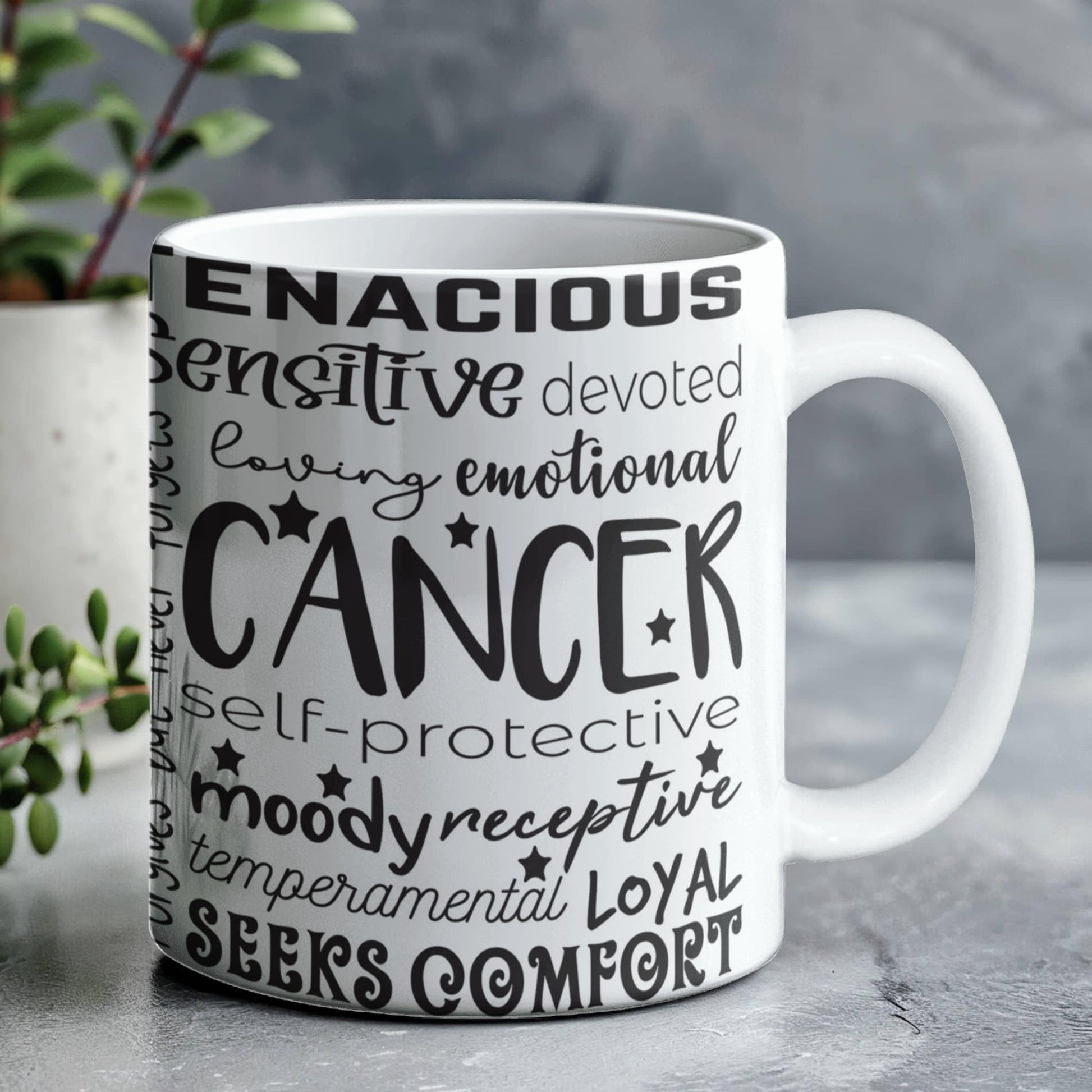 Cancer Zodiac Mug, Astrology Coffee Cup, Horoscope Tea Mug, Star Sign Drinkware, Birthday Gift Idea