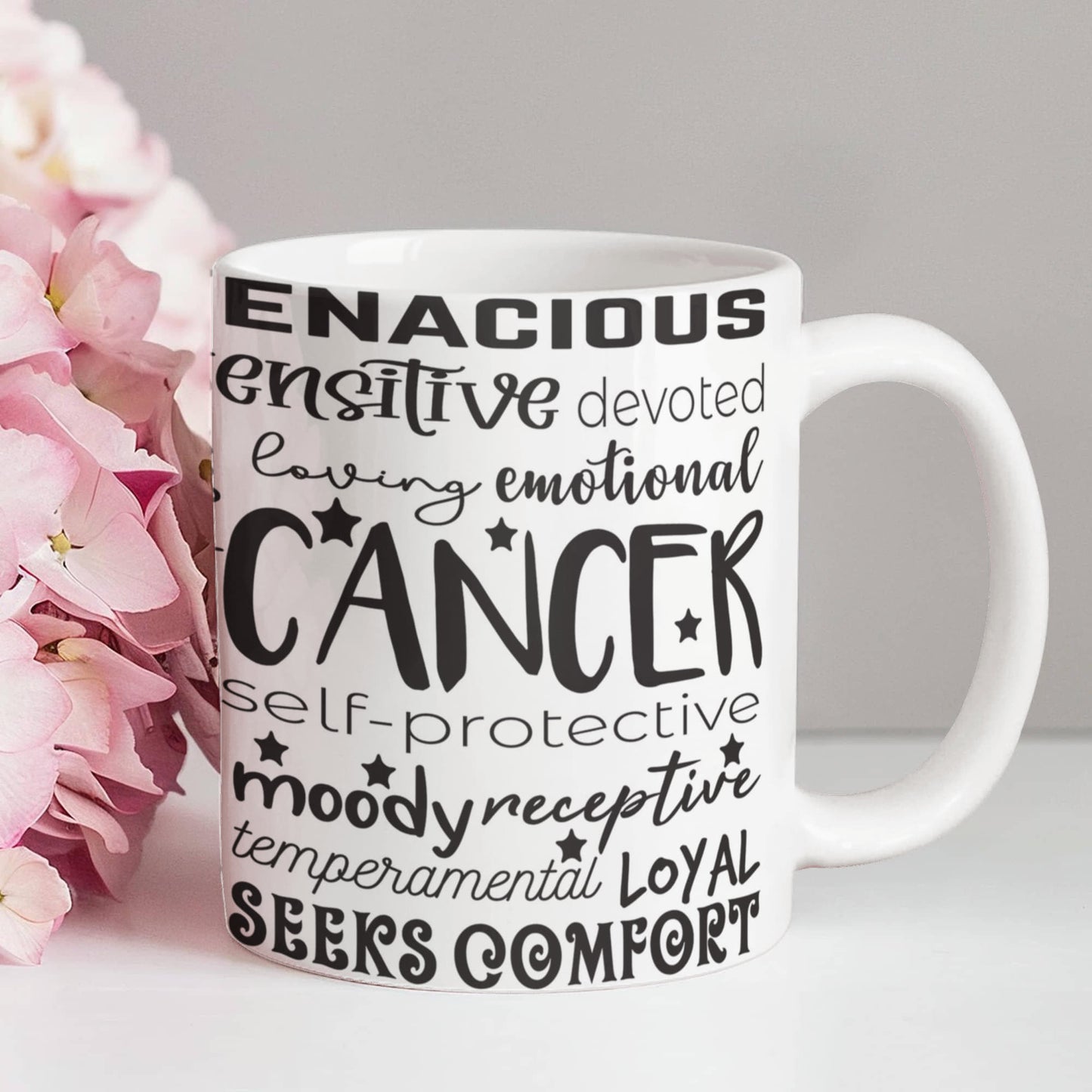 Cancer Zodiac Mug, Astrology Coffee Cup, Horoscope Tea Mug, Star Sign Drinkware, Birthday Gift Idea