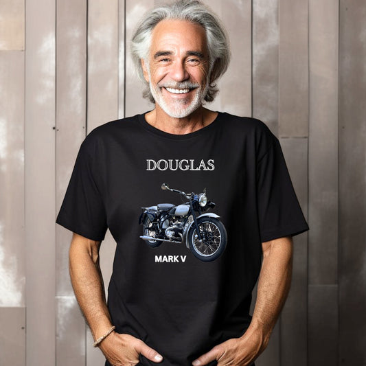 Douglas Vintage Motorcycle T Shirt MkV - for Men, Retro Biker Cotton Shirt, Motorbike Lover Gift, Classic Apparel, Retro Biker Shirt,