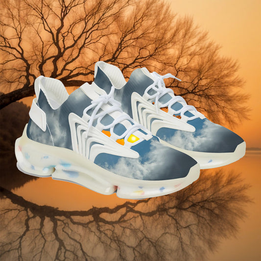 Cloud Design- Women's Mesh Sneakers, fab with denim jeans