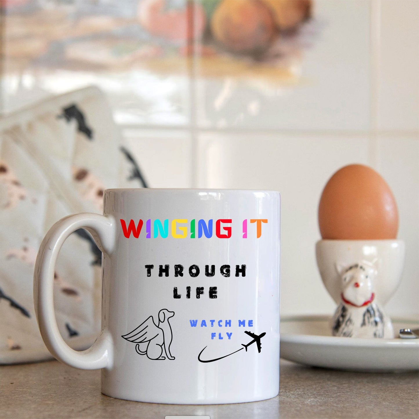 Winging it through Life watch me fly 15oz Mugs