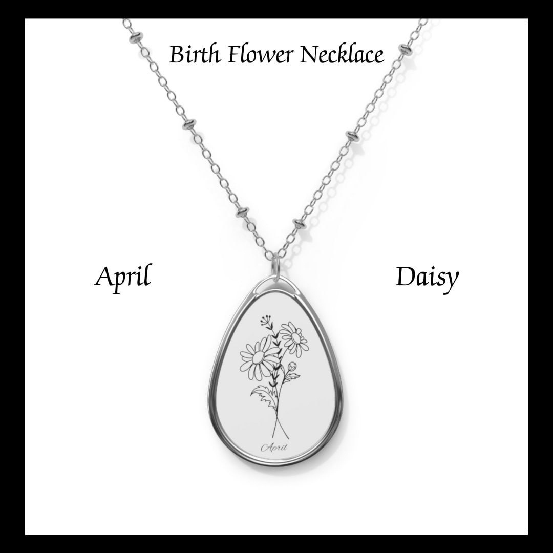 April Birth Flower Necklace - Daffodil Flower, Oval Design, Perfect Gift for April Birthdays. Show Your Love with this Flower Necklace - Expertly Crafted and Beautifully Detailed - A Must-Have for Those Born in April.