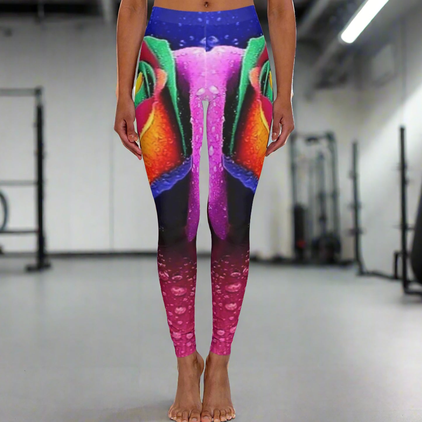 Womens leggings Rainbow Rose design